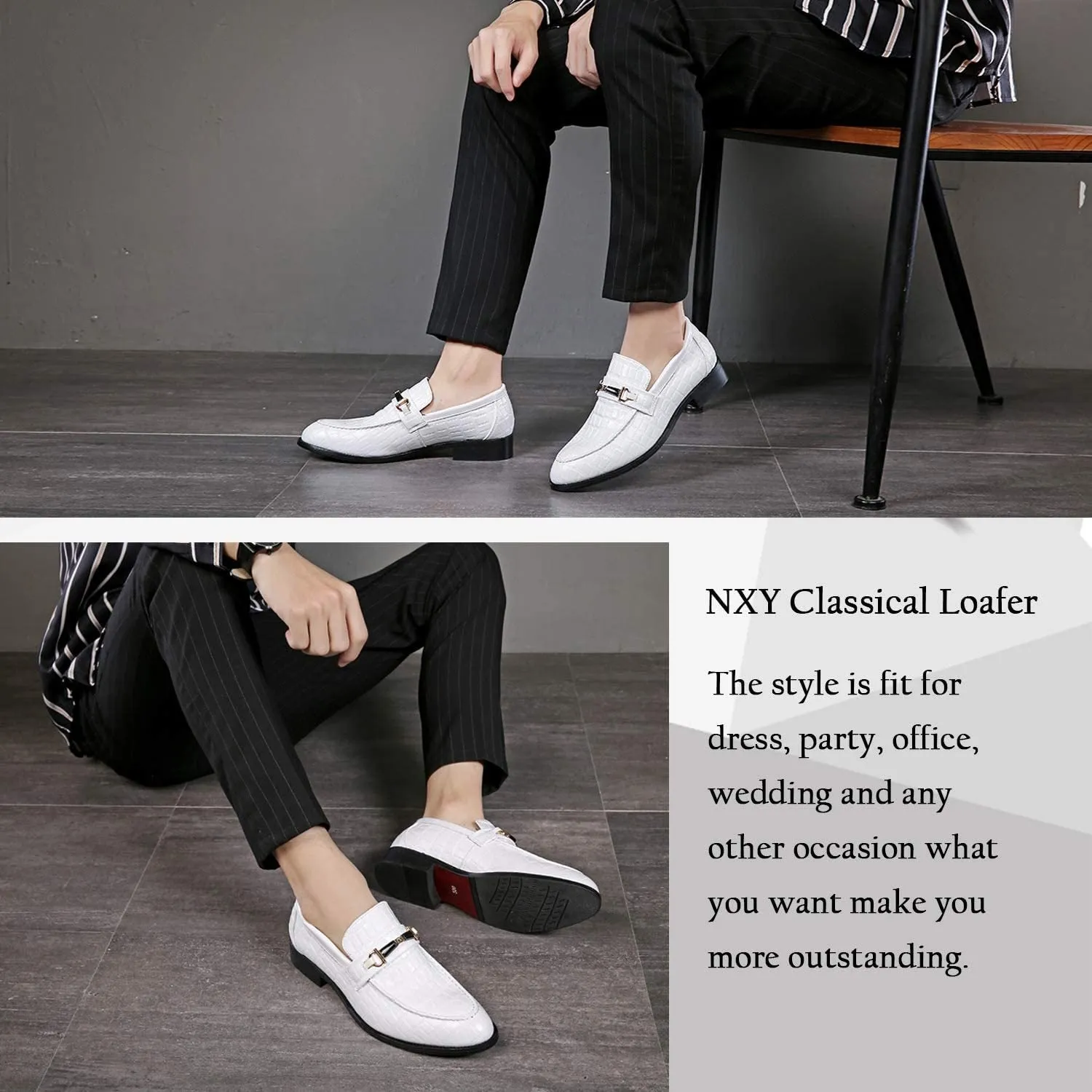 NXY White Shoes for Men丨 Men's Driving Shoes &amp; Noble Dress Shoes for Men