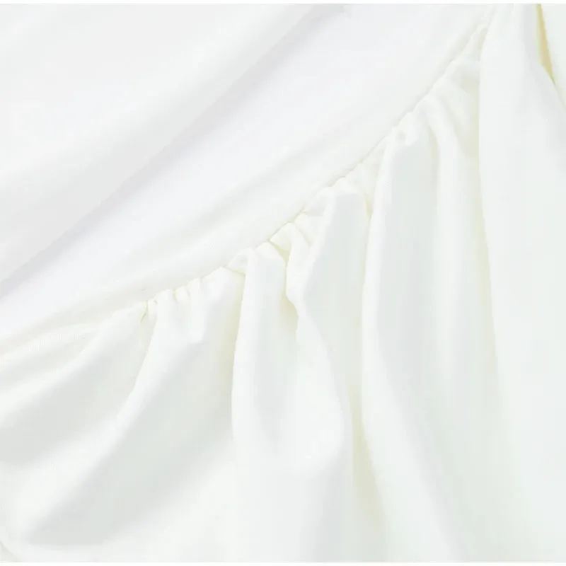 Obsidian Phoenix Backless White Long Sleeve Dress - Slim Fit, Pleated Elegant Design, Round Neck Evening Gown