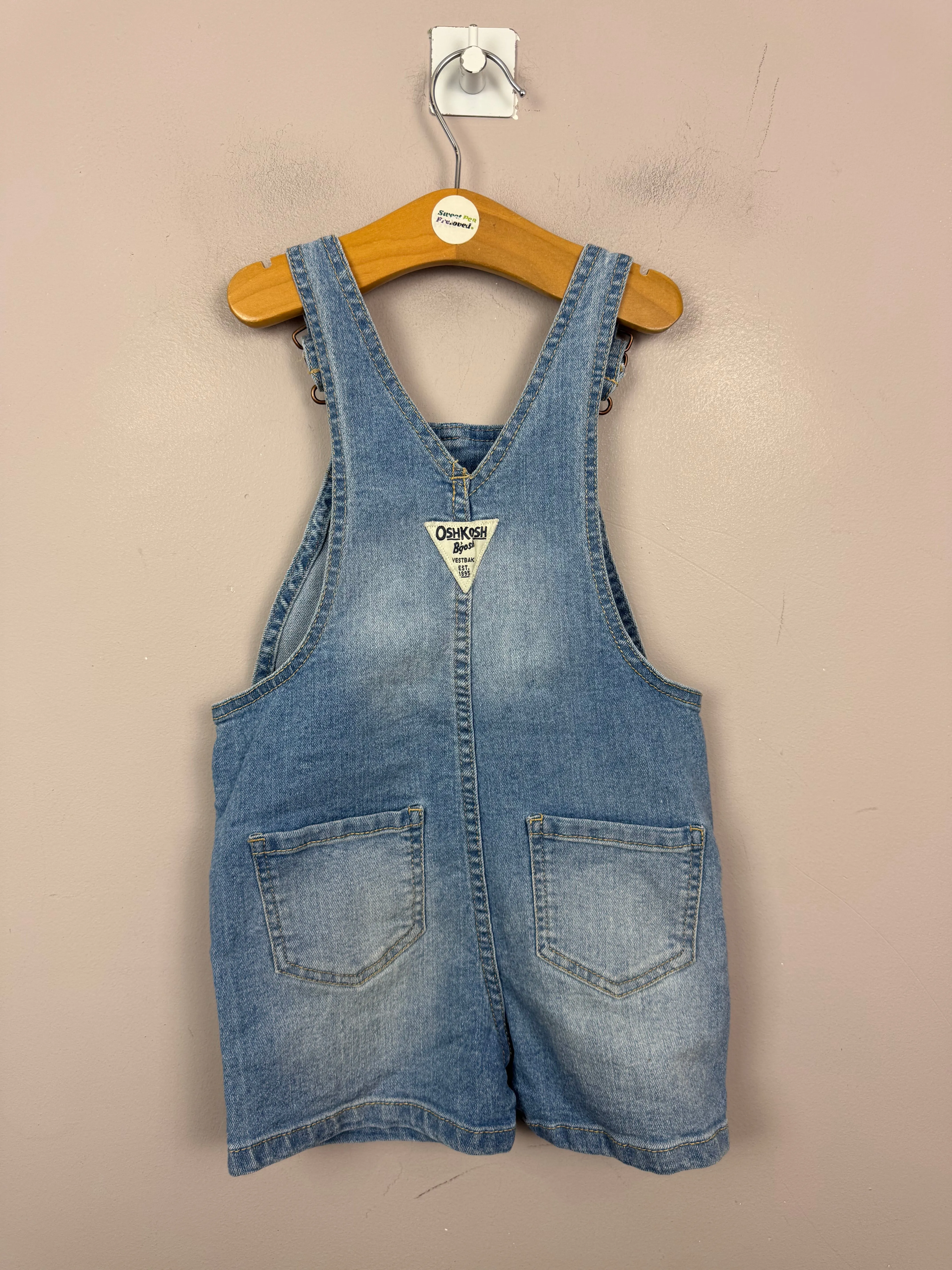 Oshkosh embroidered short denim dungarees 3y