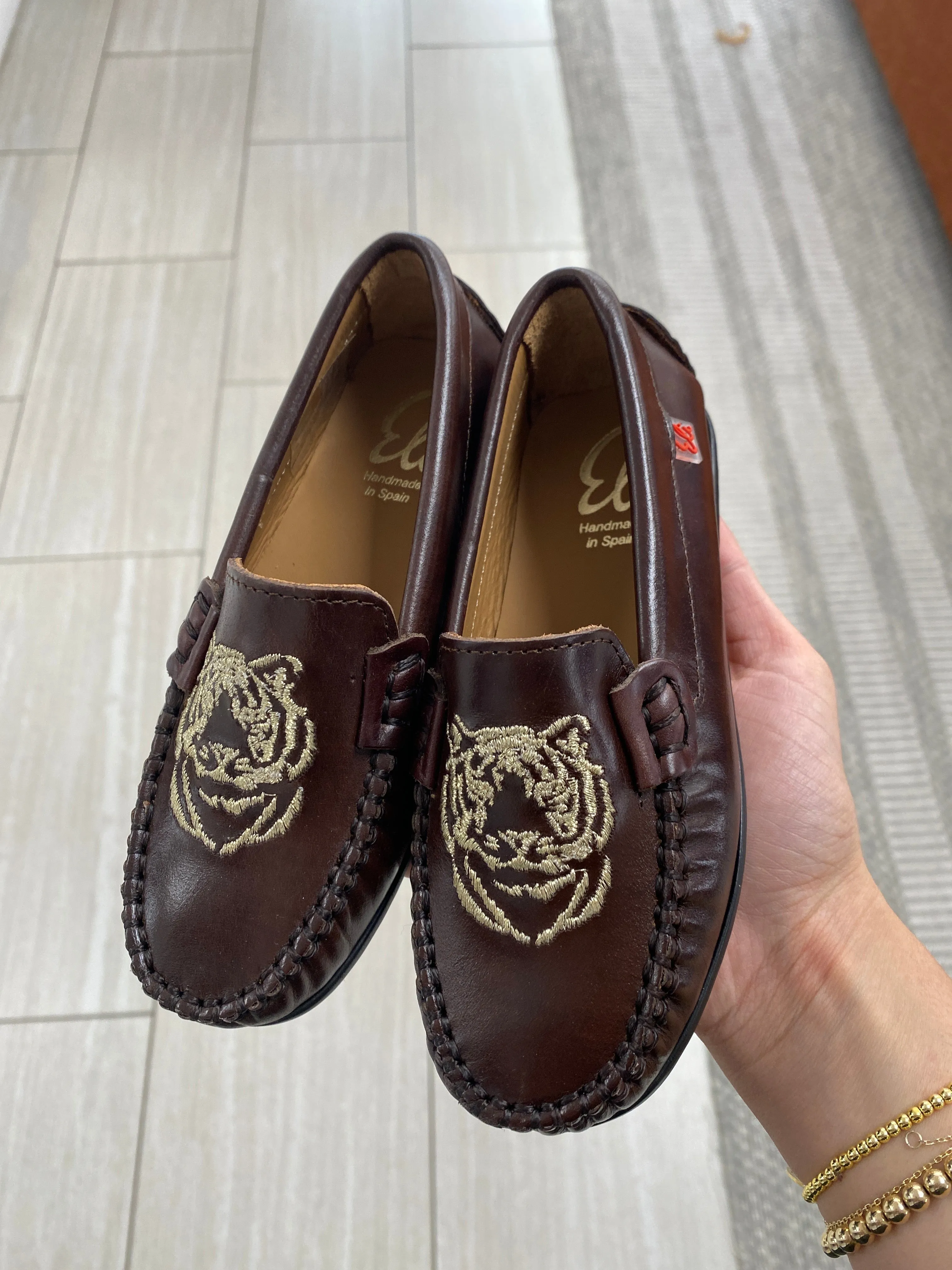 Papanatas Brown Tiger Embroidered Loafer