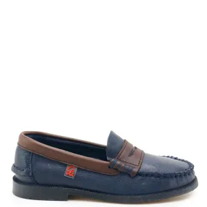 Papanatas Navy and Brown Penny Loafer