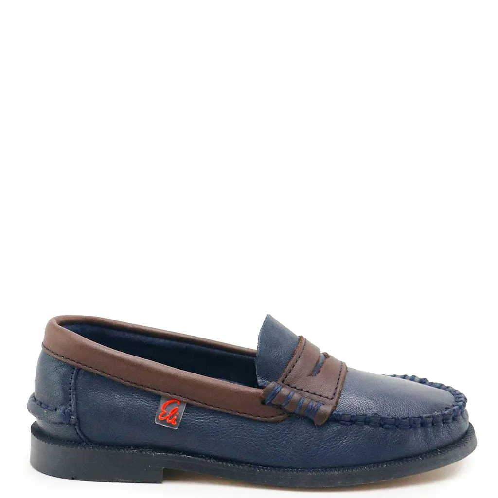 Papanatas Navy and Brown Penny Loafer