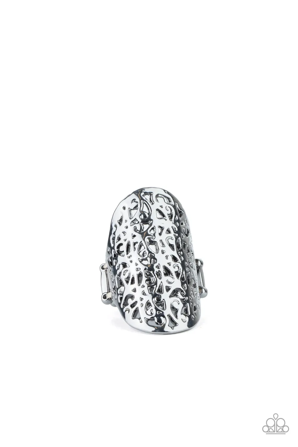 Paparazzi Full Out Frill - Black Filigree Ring