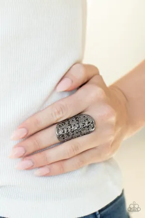 Paparazzi Full Out Frill - Black Filigree Ring