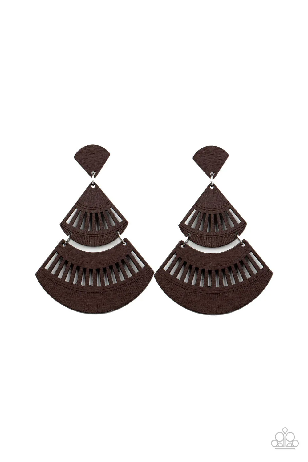 Paparazzi Oriental Oasis - Brown Wooden Earrings
