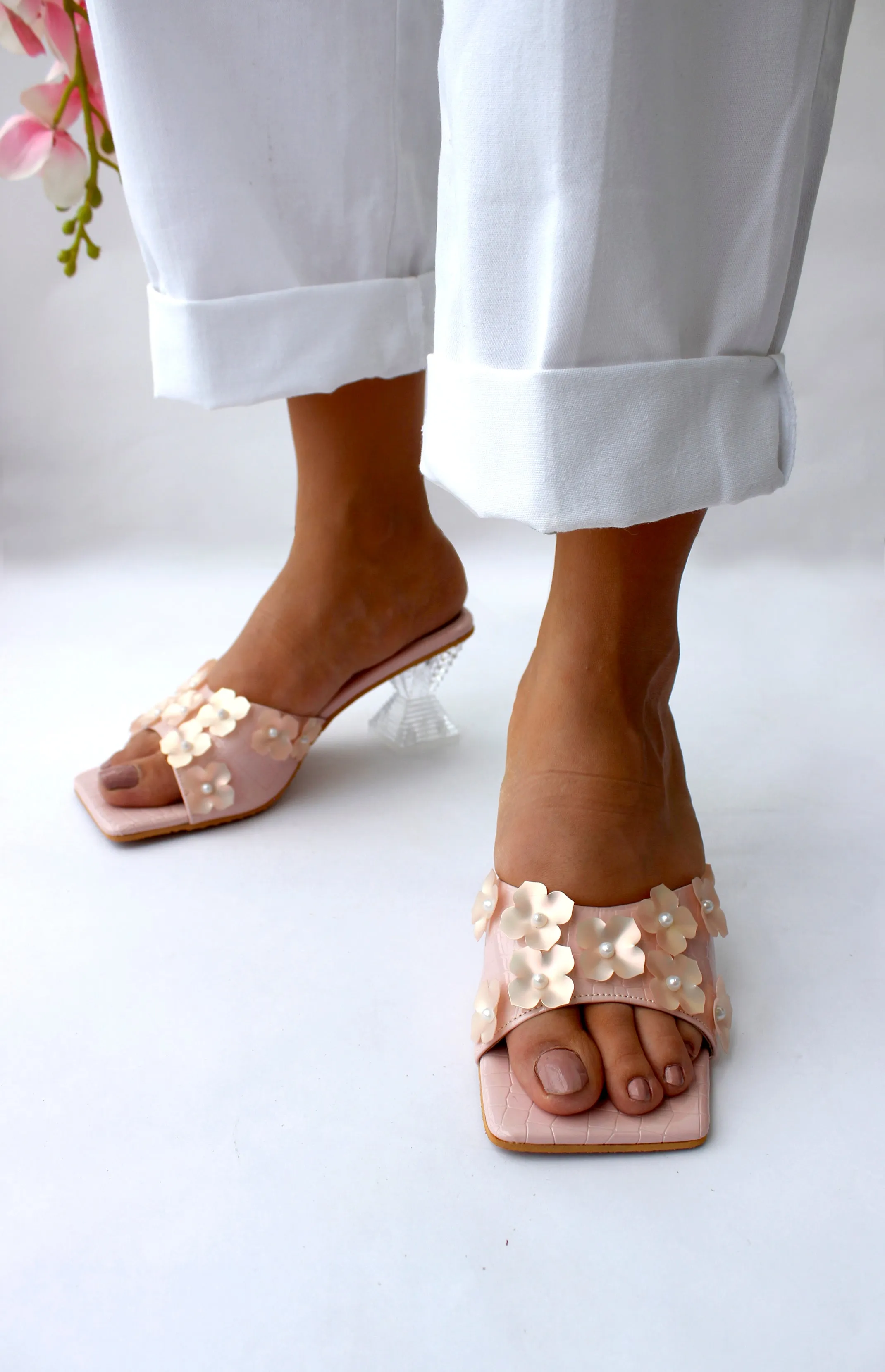 Pink Camellia Heels