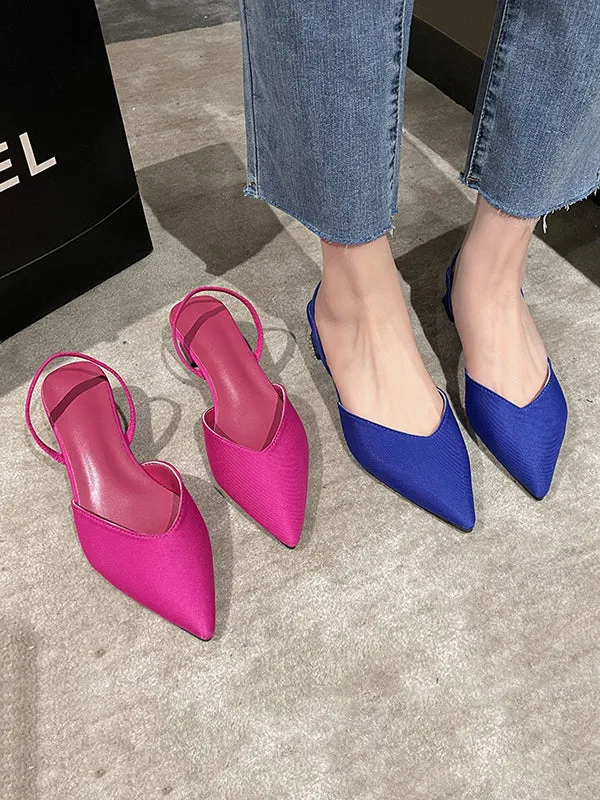 Pointed-Toe Split-Joint Sling Shoes Pumps Sandals