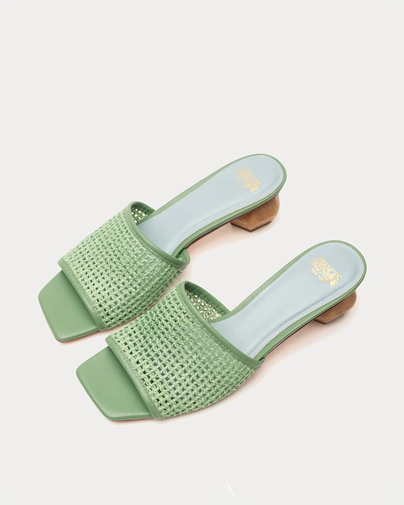 Raffia Mesh Slide - Green