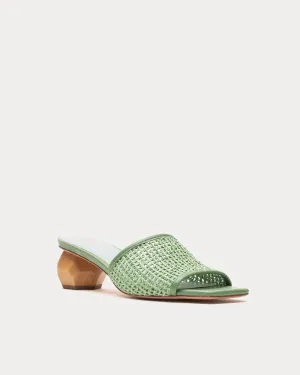 Raffia Mesh Slide - Green