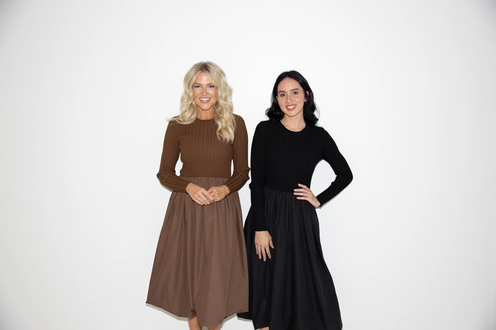 Ribbed Knit & Balloon Skirt Dress-Final Sale