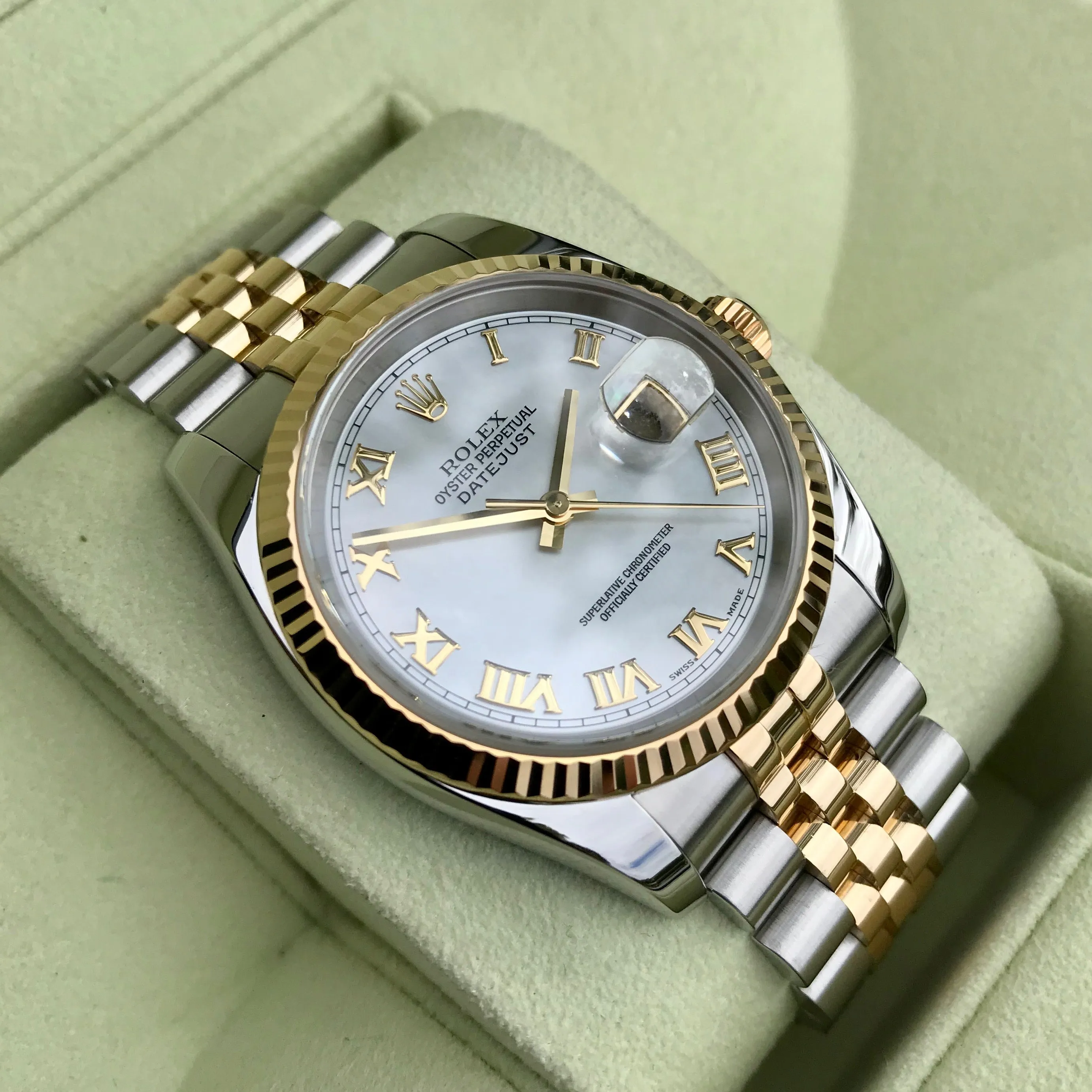 Rolex Datejust 116233 Two Tone Steel Gold Roman MOP Automatic Wristwatch