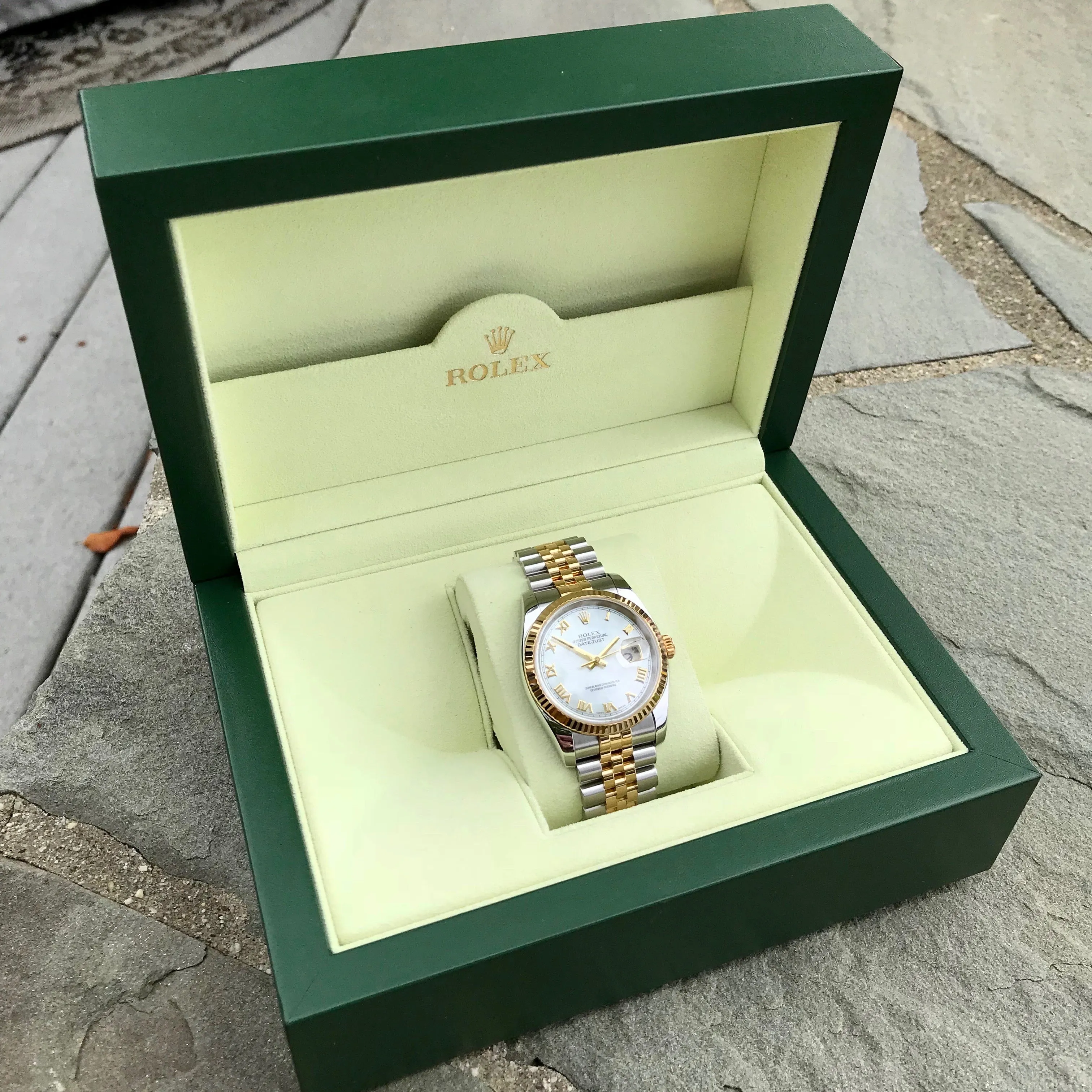 Rolex Datejust 116233 Two Tone Steel Gold Roman MOP Automatic Wristwatch