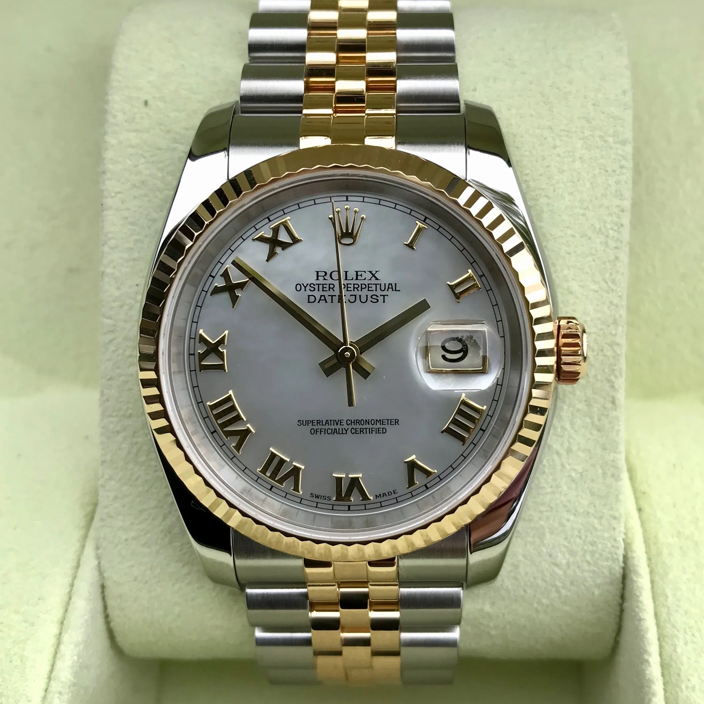 Rolex Datejust 116233 Two Tone Steel Gold Roman MOP Automatic Wristwatch