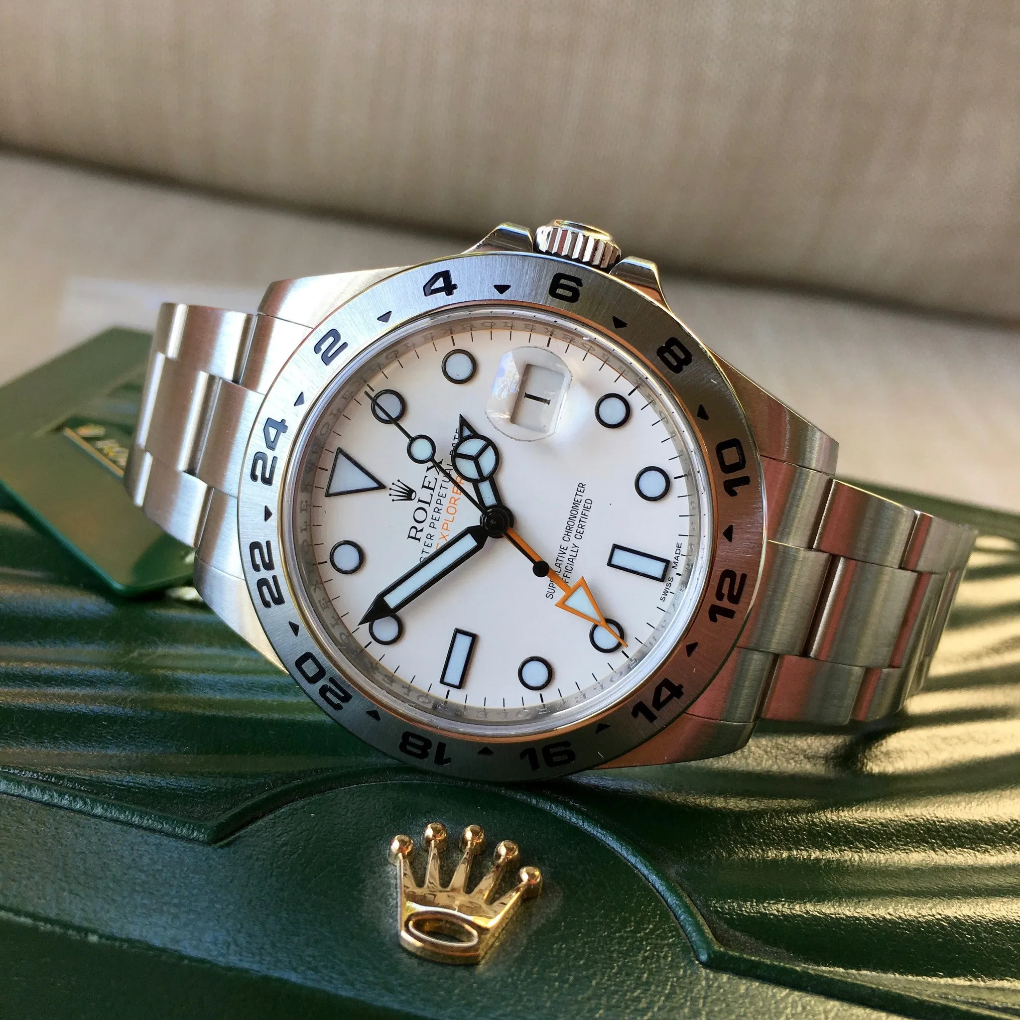 Rolex Explorer II 216570 Steel GMT Random Serial Oyster Wristwatch 2013 Box Papers