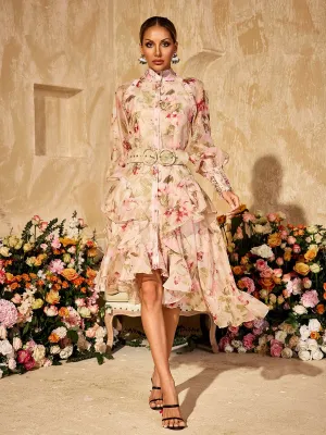 Rosabel Ruffle Shirt Midi Dress