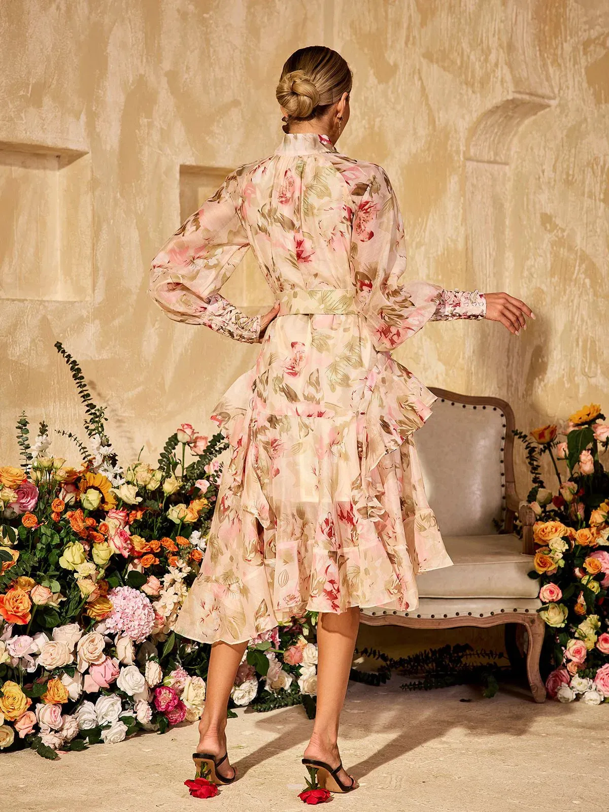 Rosabel Ruffle Shirt Midi Dress