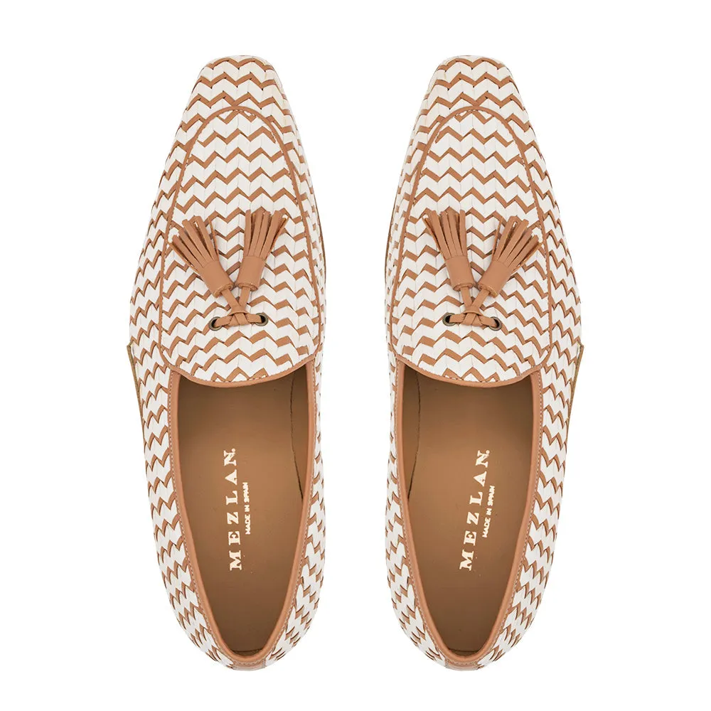 Sants Woven Two Toned Slip On-Bone/Camel | Mezlan