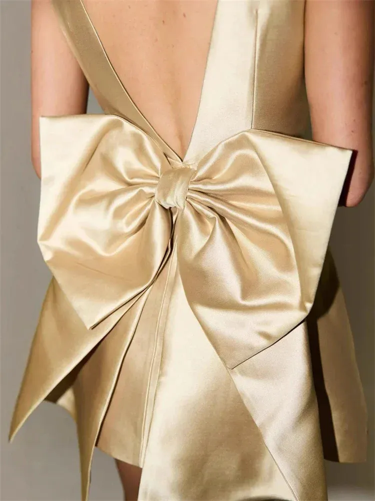 Satin Bow Mini Dress | Elegant & Chic | Perfect for Special Occasions