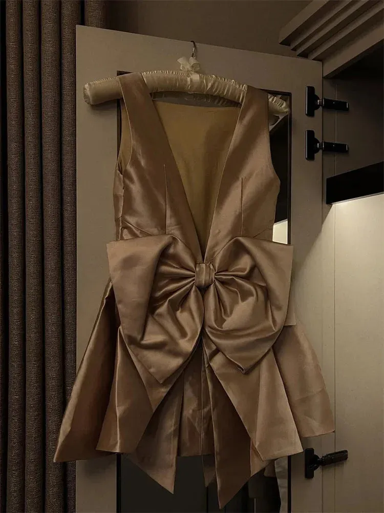 Satin Bow Mini Dress | Elegant & Chic | Perfect for Special Occasions