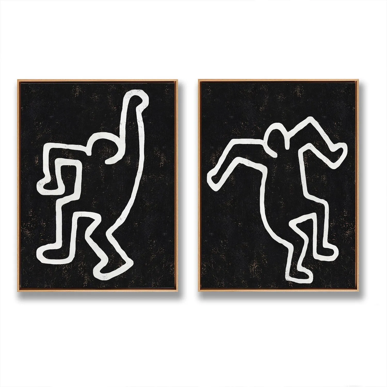 Set of 2 Minimal Painting Dancing Man P118B