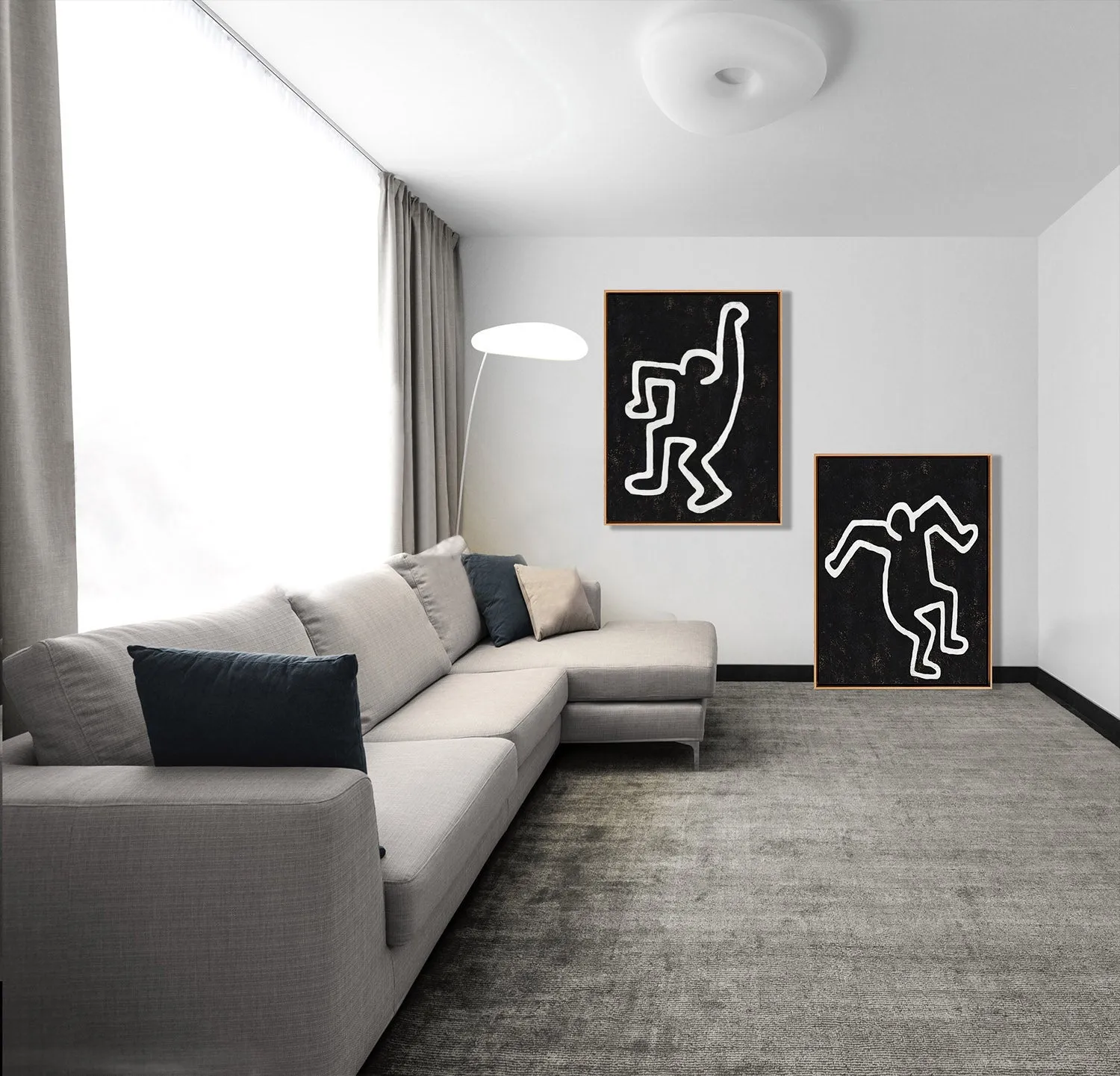 Set of 2 Minimal Painting Dancing Man P118B