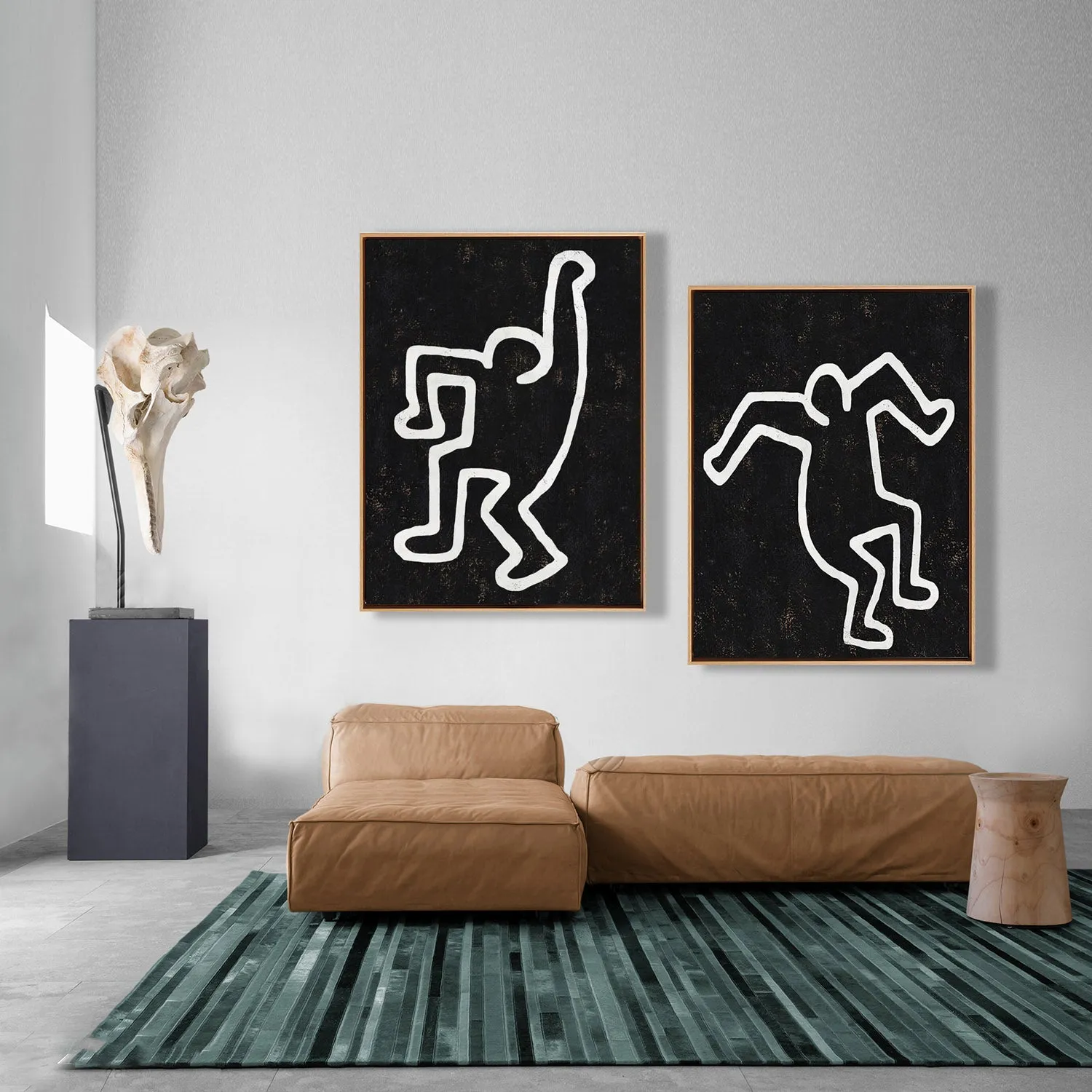 Set of 2 Minimal Painting Dancing Man P118B