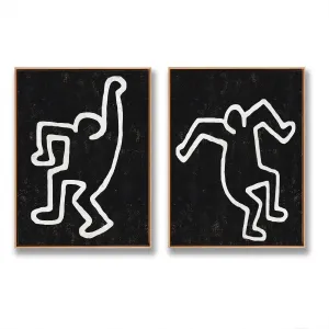 Set of 2 Minimal Painting Dancing Man P118B