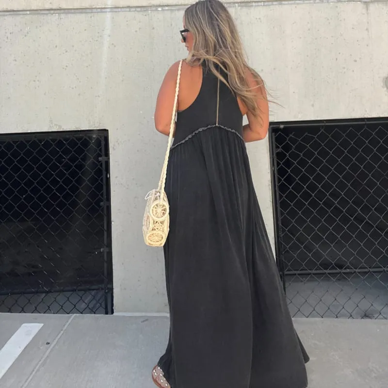 Slit Casual Simple Loose Maxi Long Dress