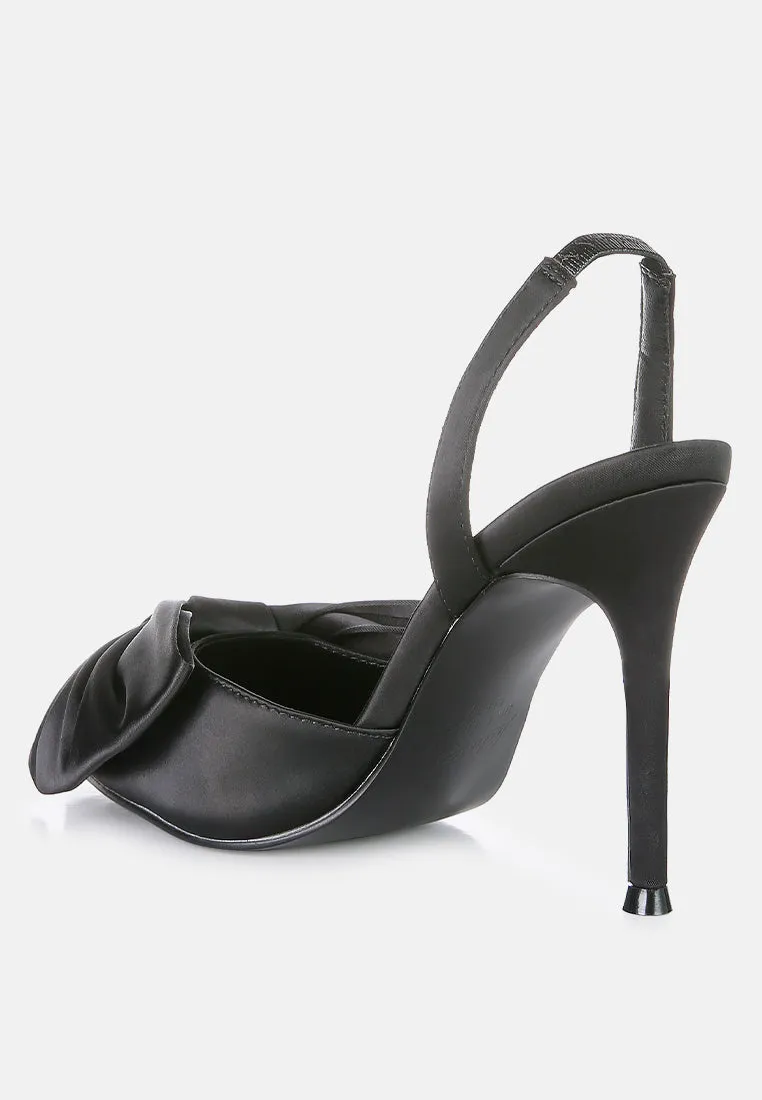 Smitten Bow Stiletto Heel Slingback Sandals By Ruw