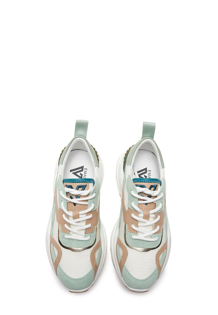 Sneaker beige e verde fondo running Emanuelle Vee