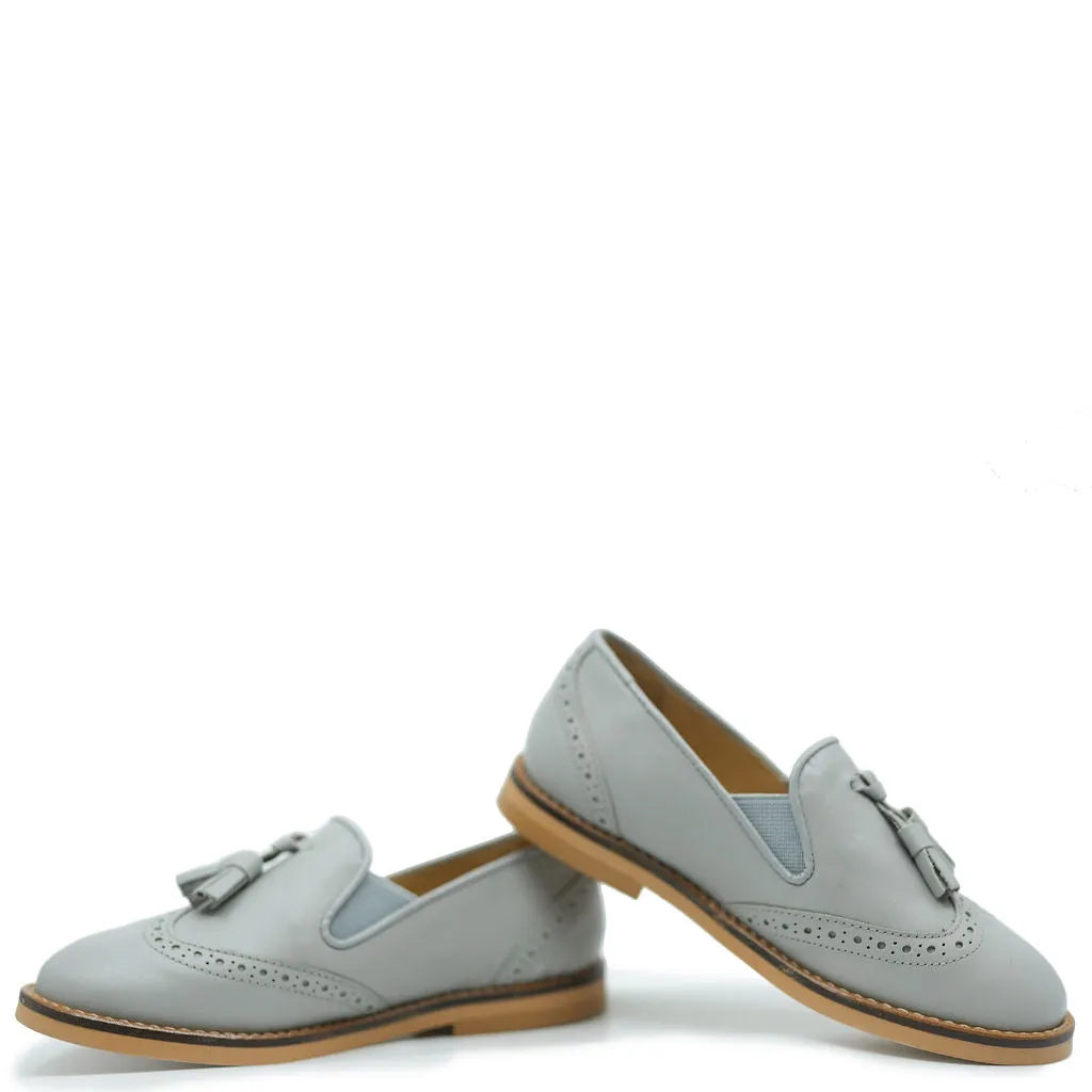 Sonatina Pale Blue Wingtip Tassel Loafer