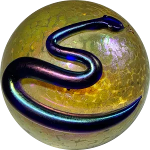 Steven Correia Iridescent Surface Decorated Snake Draped Over Gold Orb
