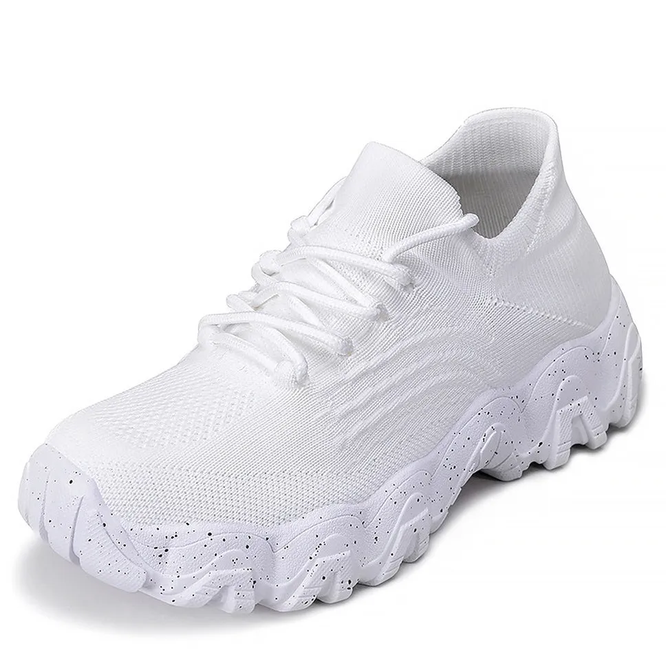 Stylish Women's Casual Sneakers with Perforated Knitted Upper for Comfort
