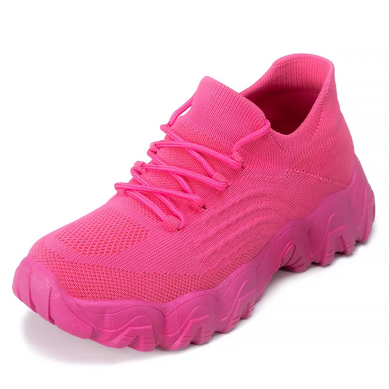 Stylish Women's Casual Sneakers with Perforated Knitted Upper for Comfort