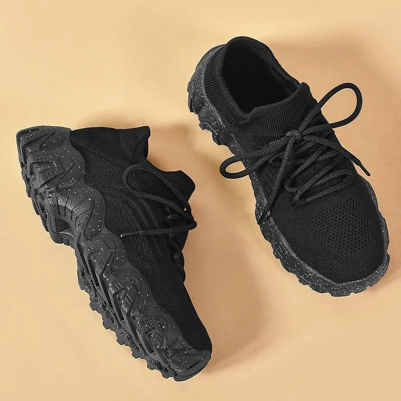 Stylish Women's Casual Sneakers with Perforated Knitted Upper for Comfort