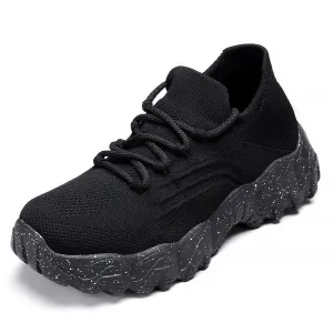 Stylish Women's Casual Sneakers with Perforated Knitted Upper for Comfort