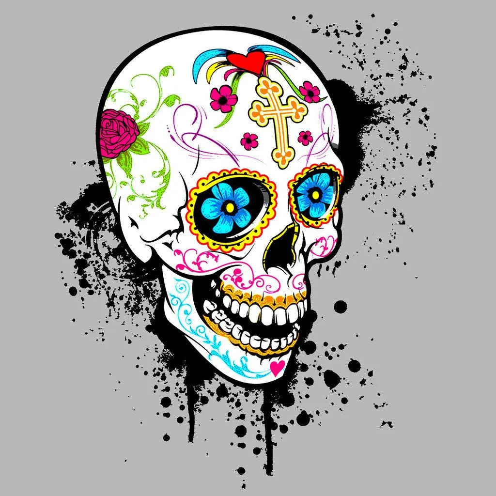 Sugar Skull Gothic Men's T-shirt (Heather Grey)