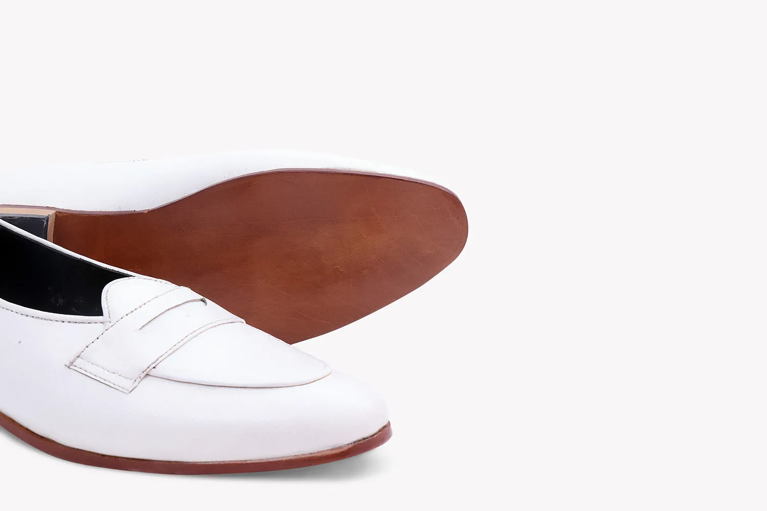 Super Low Top White Penny Loafer