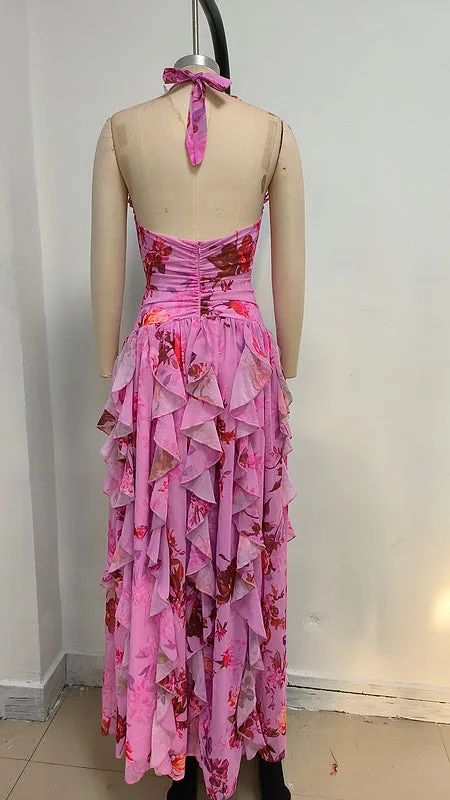 Tori Floral Haze Stretch Tulle Maxi Dress