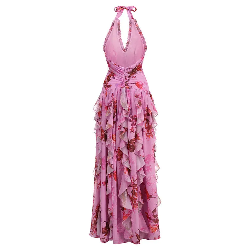 Tori Floral Haze Stretch Tulle Maxi Dress