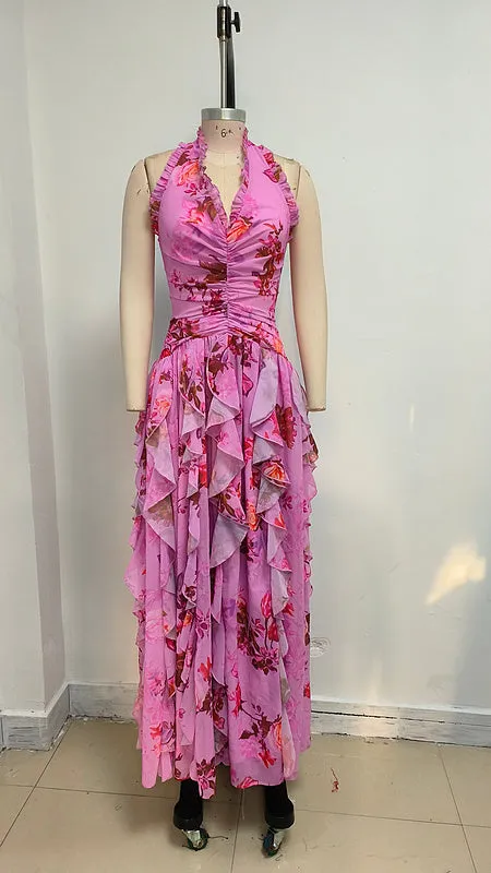 Tori Floral Haze Stretch Tulle Maxi Dress