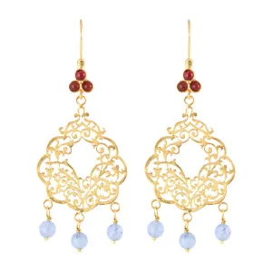 Turkish Delights Earrings: Filigree & Lavender Stone Danglers