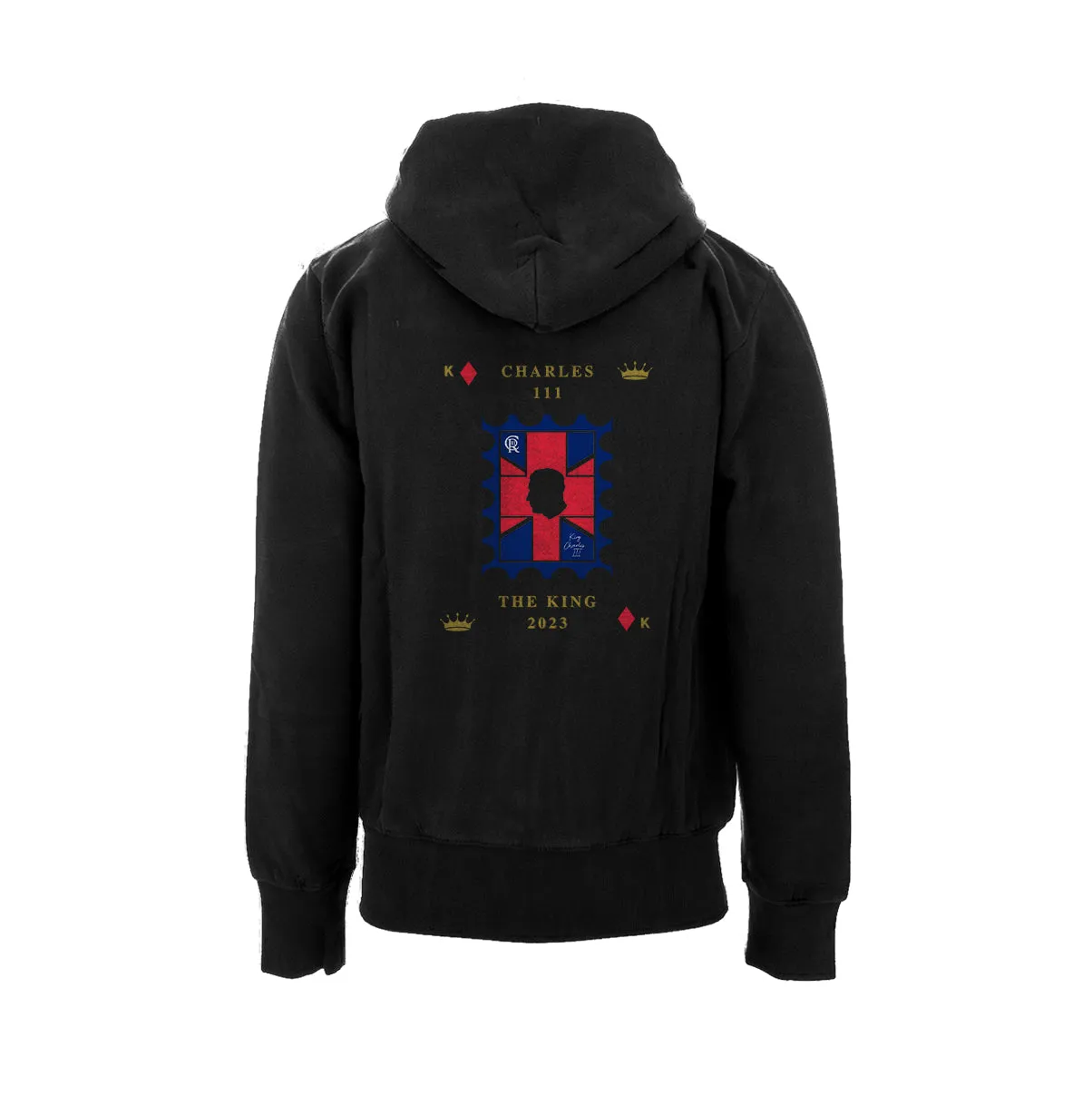 Urban Attitude Kings Coronation 2023 Stamp Charles III Hoodie Back Print (Black)
