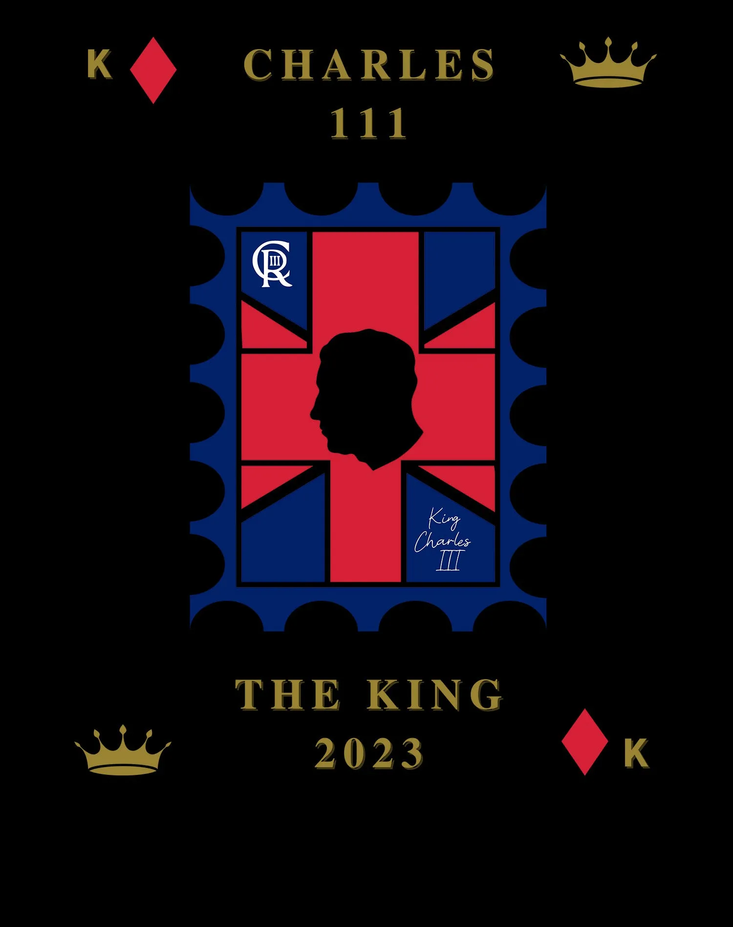 Urban Attitude Kings Coronation 2023 Stamp Charles III Hoodie Back Print (Black)