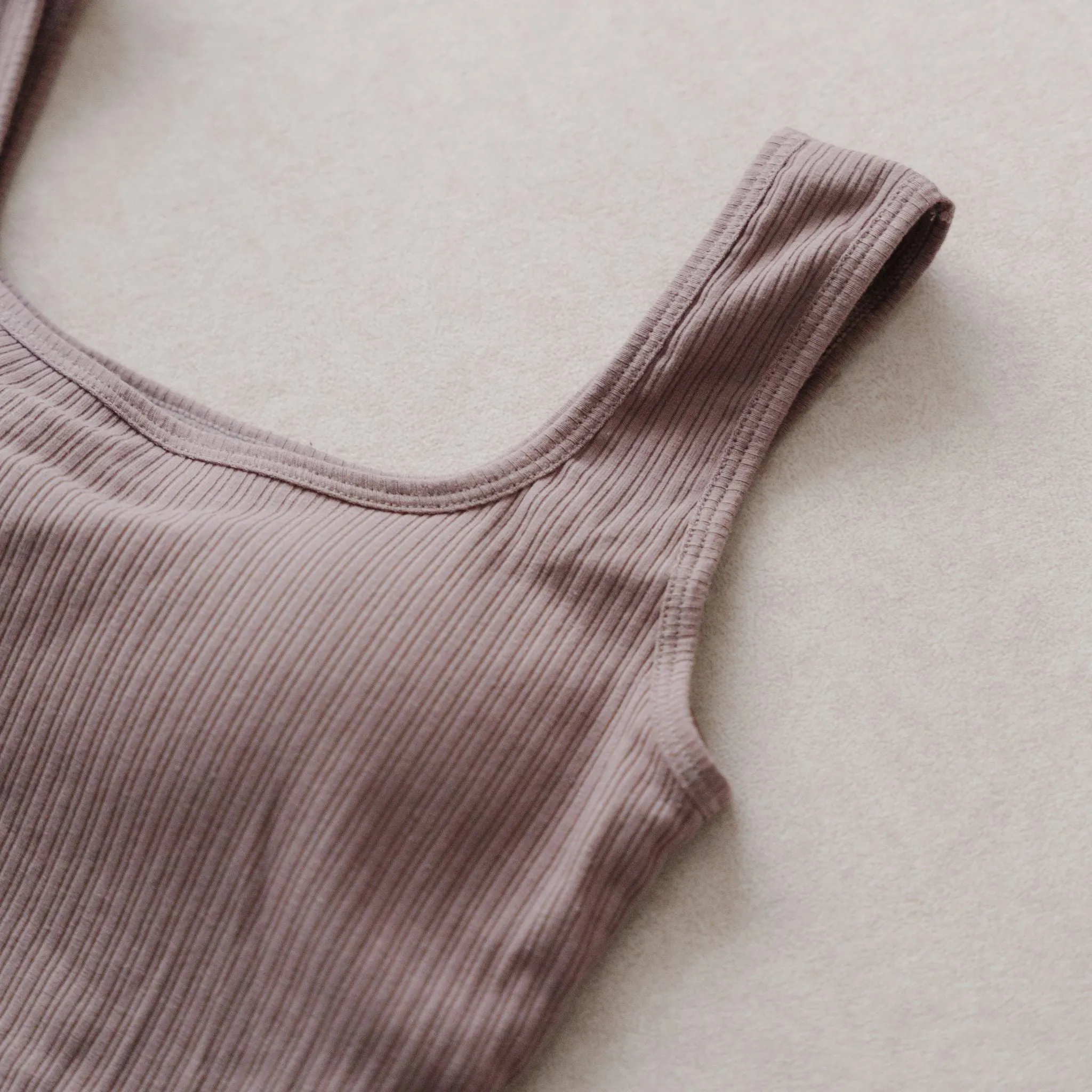 Urban Edge! Thick Straps Crop Bra Top (Ribbed Cotton) in Creme Raspberry