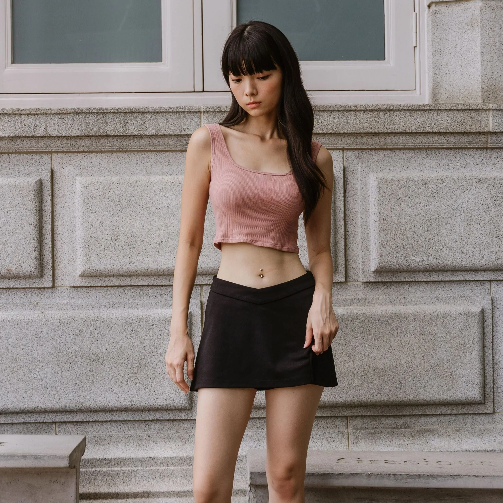 Urban Edge! Thick Straps Crop Bra Top (Ribbed Cotton) in Creme Raspberry