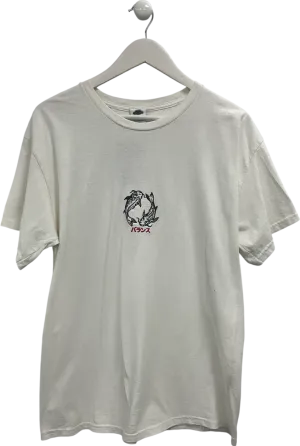 Urban Outfitters White Coi Karp Embroidered T Shirt UK S