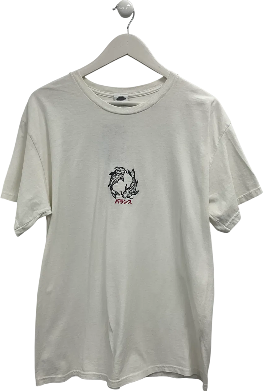 Urban Outfitters White Coi Karp Embroidered T Shirt UK S