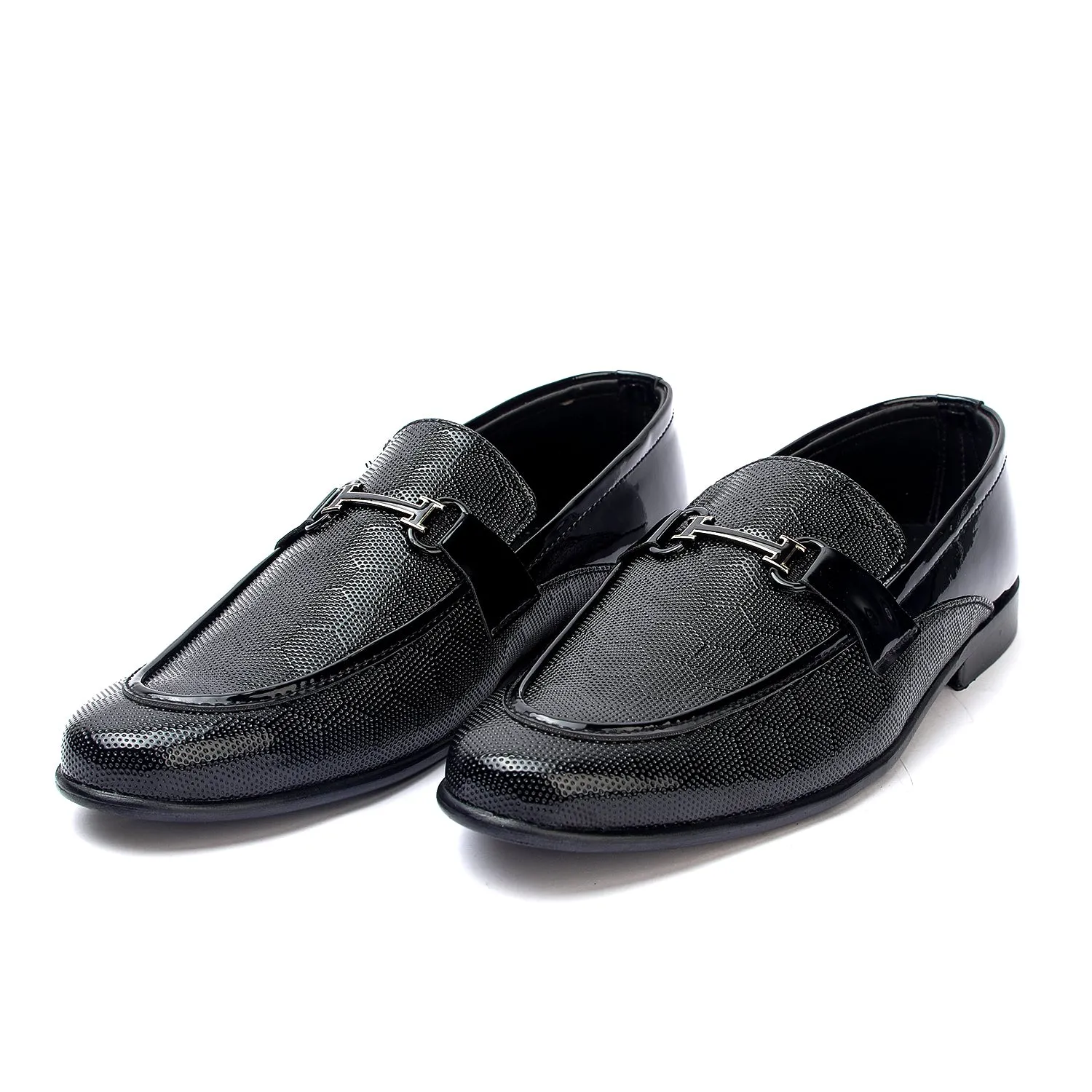 Valuable Black Leather Loafers with Buckle Accent