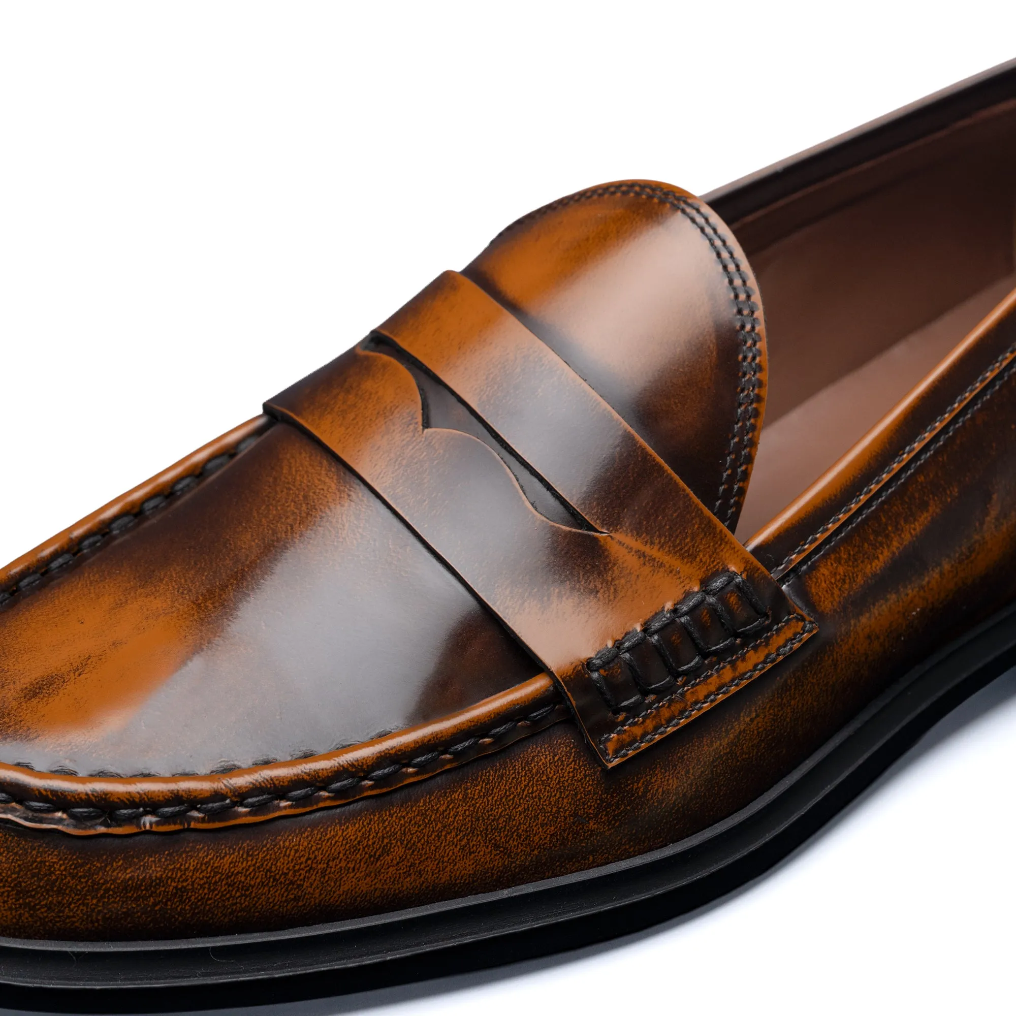 Vendôme Blandine cognac spazzolato leather loafers